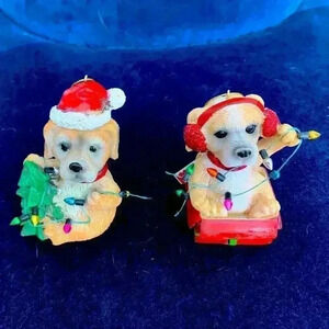 2 Pc Set Puppy with Christmas Lights Pet
